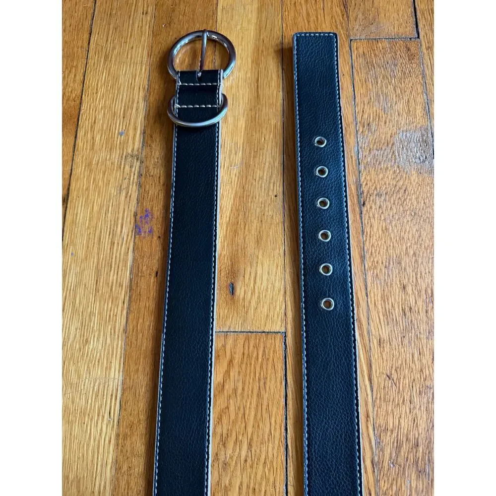 NEW YORK & COMPANY Black Leather Grommet Belt Womens sz XL